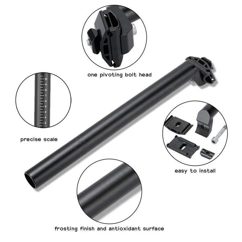 CYSKY 25.4 / 27.2 / 28.6 / 30.4 SeatPost 350mm CYSKY Bike Seat Post Suitable for Most Bicycle Mountain Bike Road Bike MTB MTN BMX (Aluminum Alloy, Black) (25.4*350) - Image 4